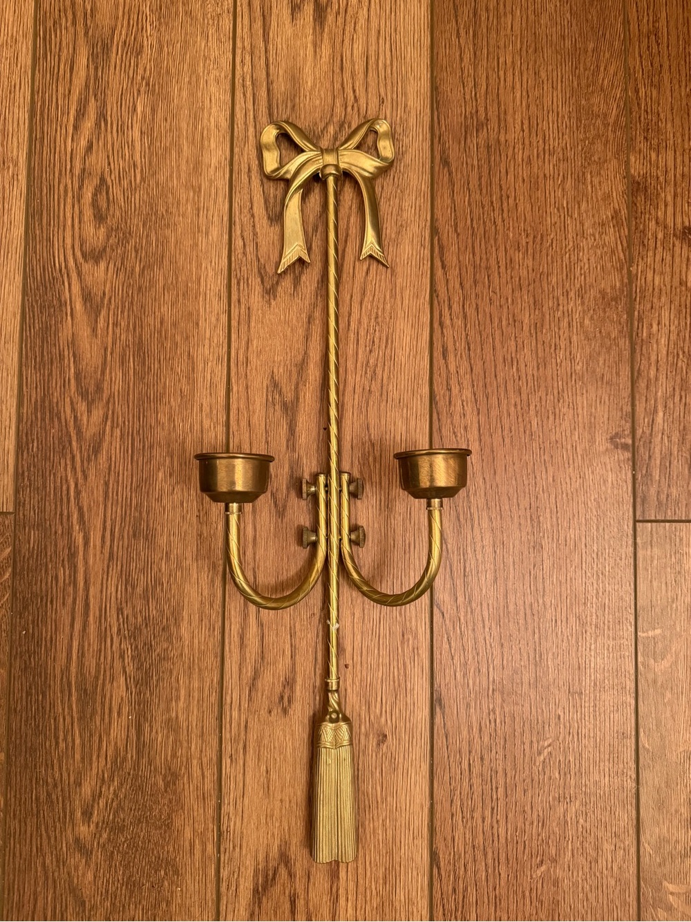 Hollywood regency Gold Tassel Wall Sconce Candle Holder